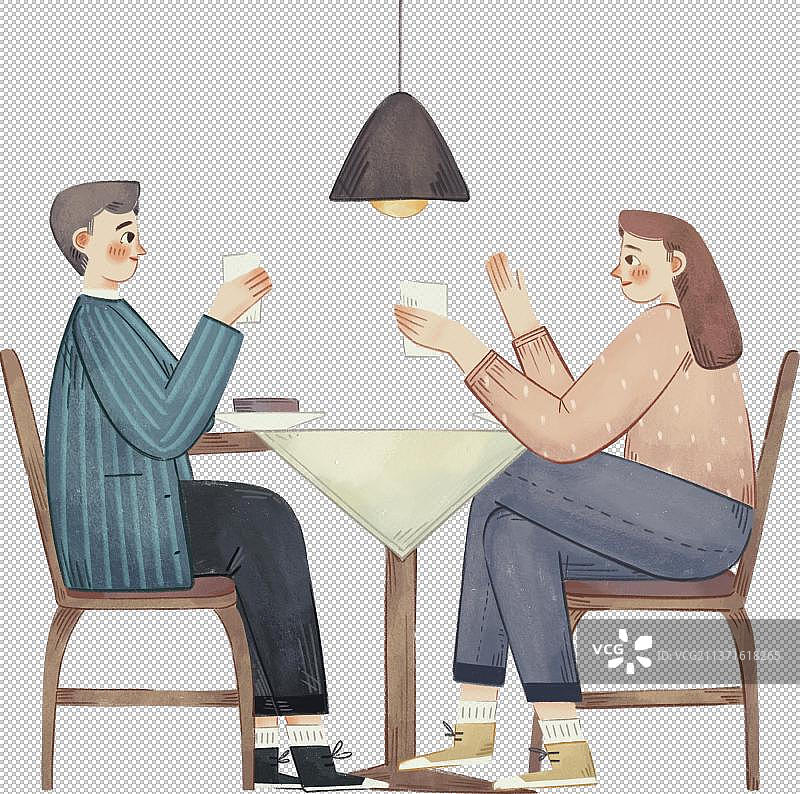 生活方式-坐着喝茶聊天图片素材