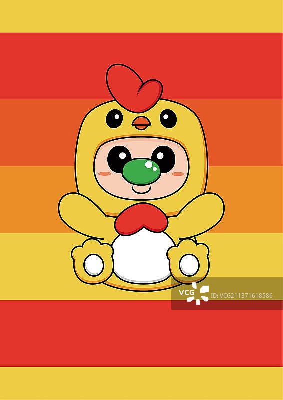 穿着小鸡玩偶服的宝宝图片素材