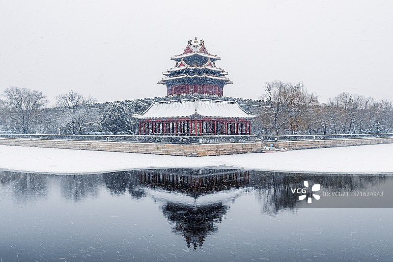 雪中角楼图片素材