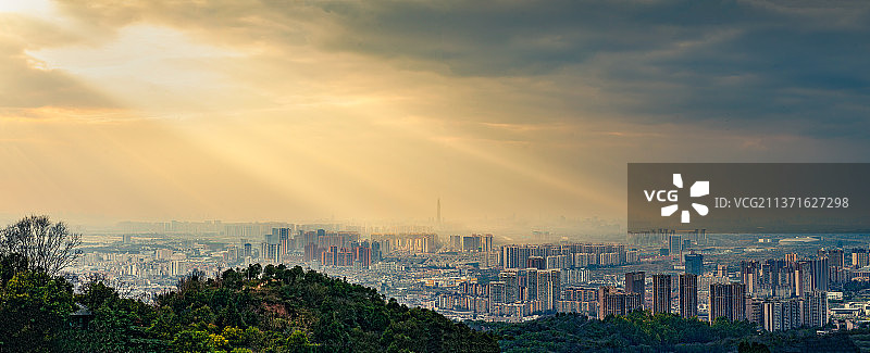 日落成都平原图片素材