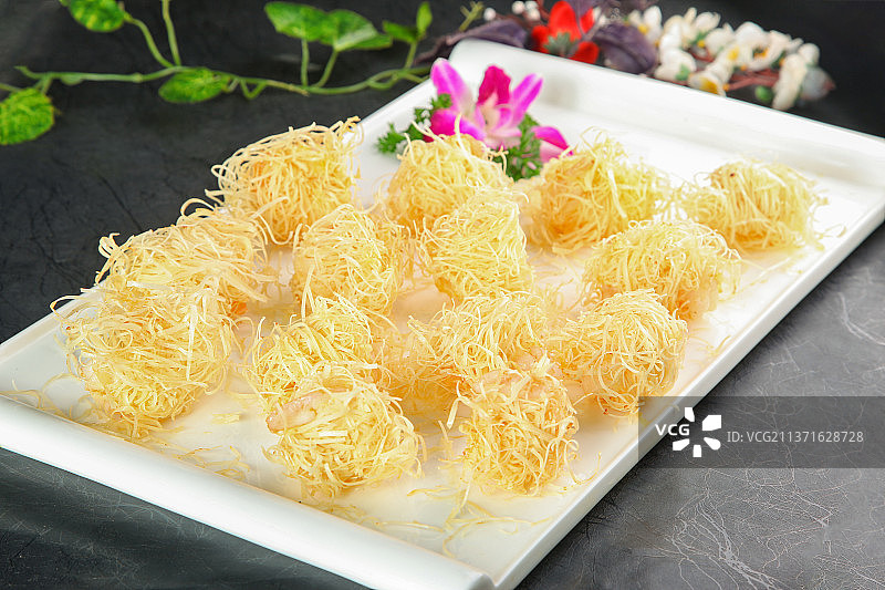中餐美食-金丝虾球图片素材