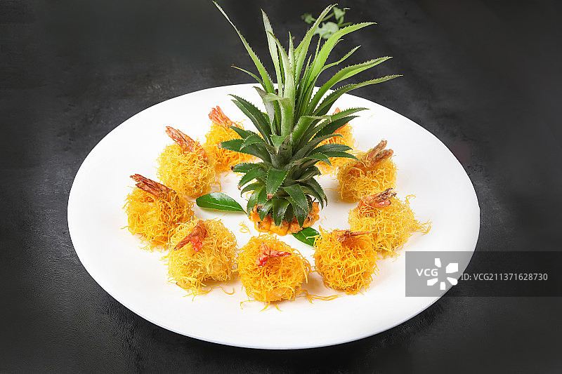 中餐美食-金丝虾球图片素材