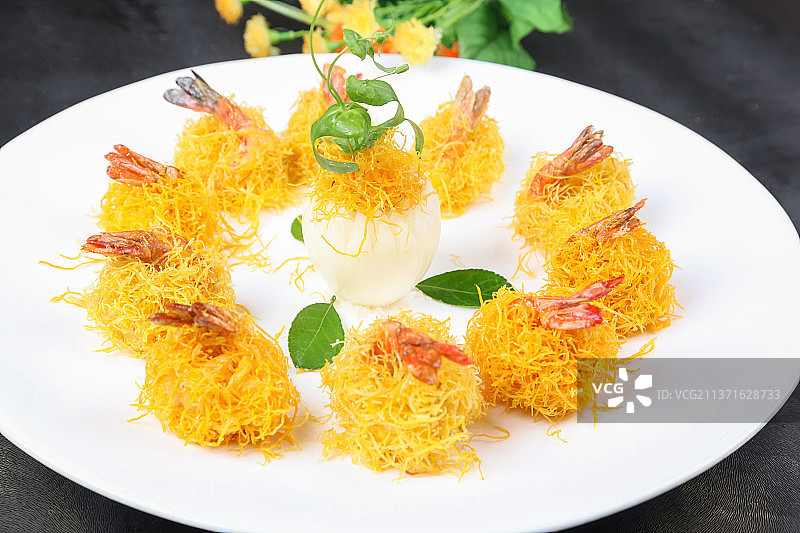 中餐美食-金丝虾球图片素材