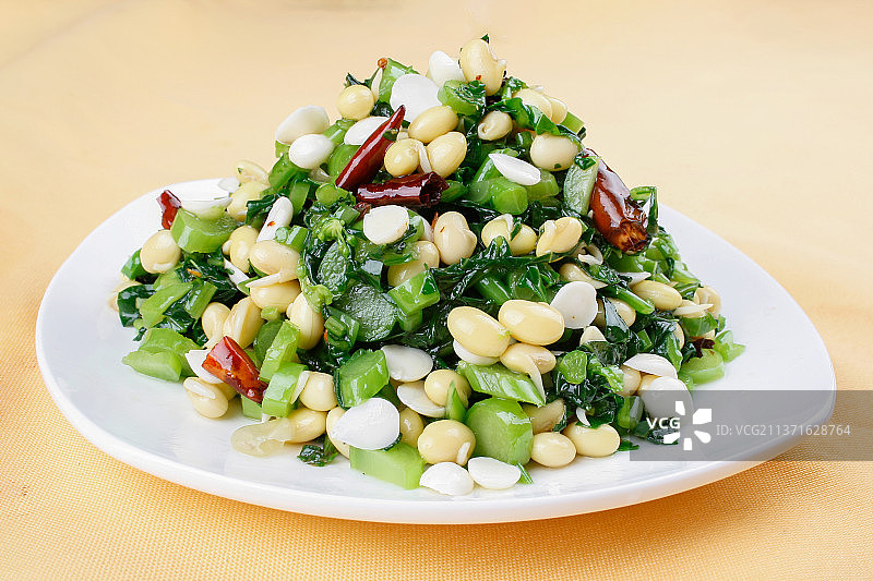 中餐美食-芥兰拌黄嘴图片素材