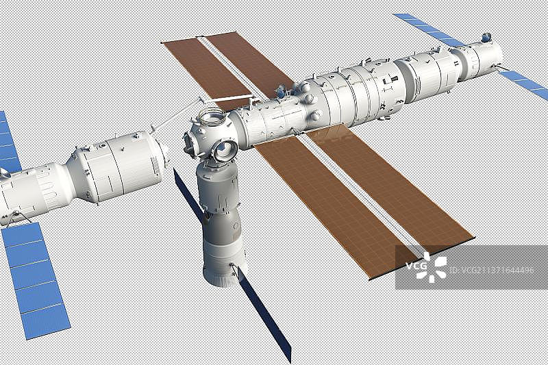 中国空间站天和核心舱的机械臂转位货运飞船图片素材