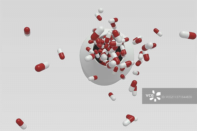 药丸从瓶子里从倒出图片素材