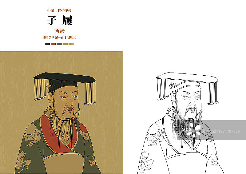 中国古代帝王像-商汤图片素材