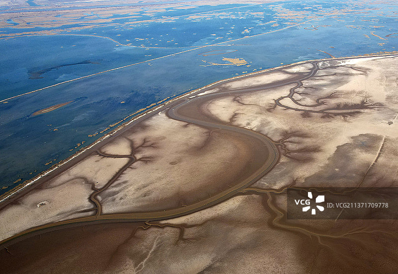 黄河入海口潮汐画图片素材