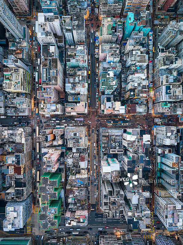 航拍中国香港九龙城城市建筑风光图片素材