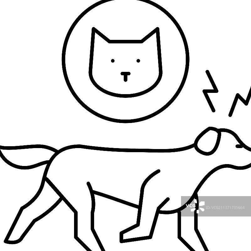 狗追猫线条图标图片素材