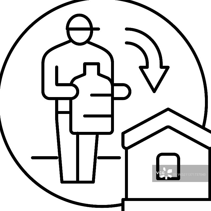 家庭送水服务线条图标图片素材