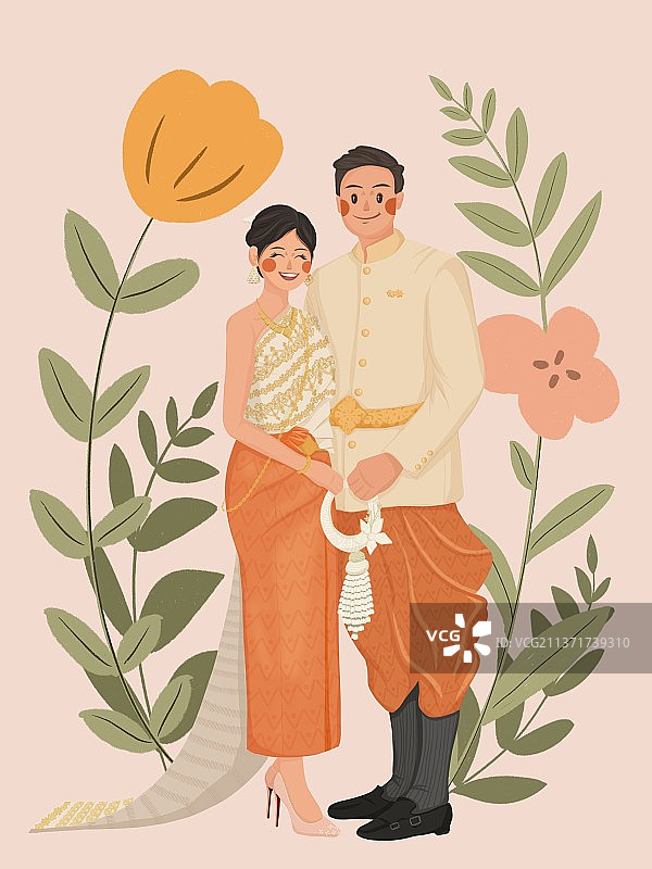 传统服饰婚礼插画图片素材