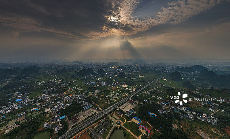 航拍桂林七星区图片素材