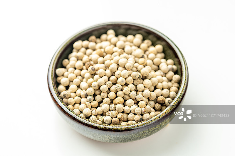 调料白胡椒特写白色背景图片素材