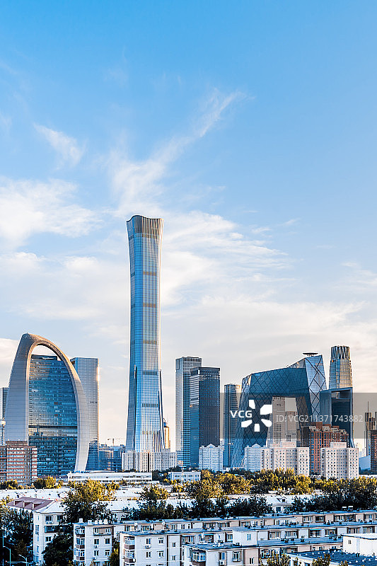 中国北京国贸CBD建筑群高视角风光图片素材