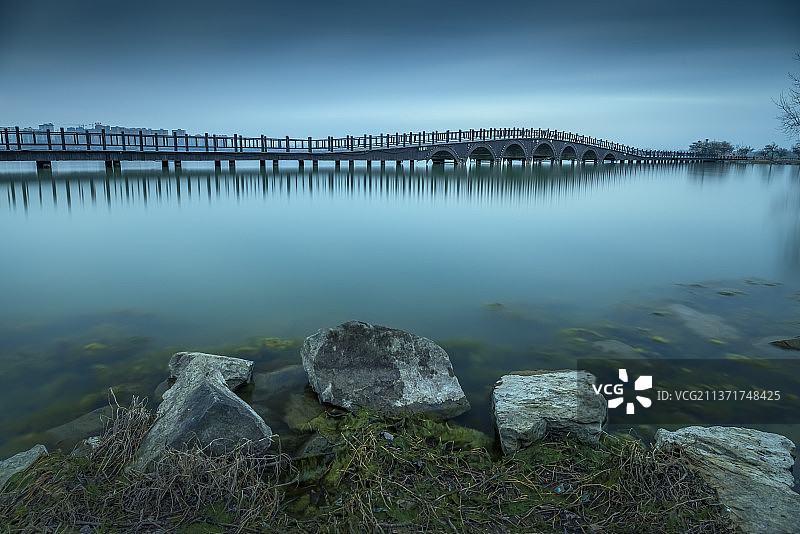 湖北荆门钟祥莫愁湖夕阳图片素材
