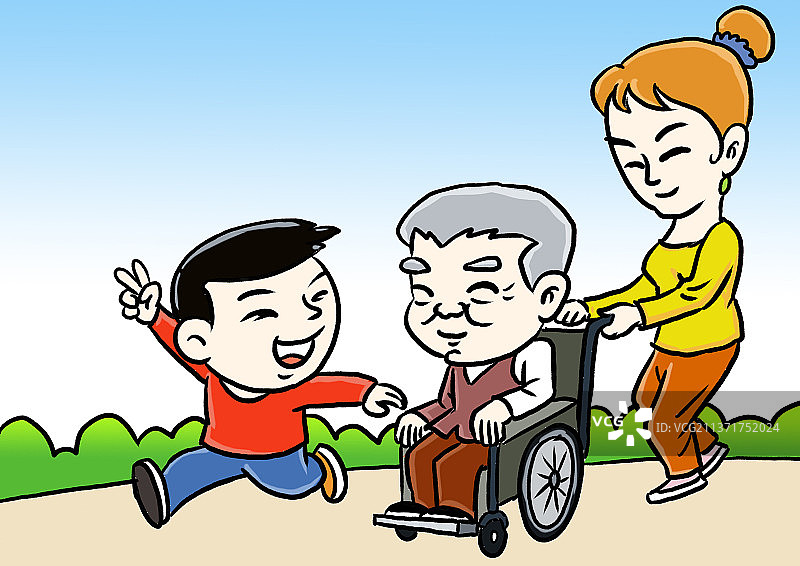 插画：天伦之乐图片素材
