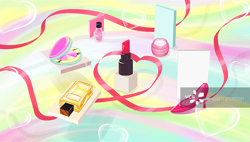 一组女神节喜爱礼物插画图片素材