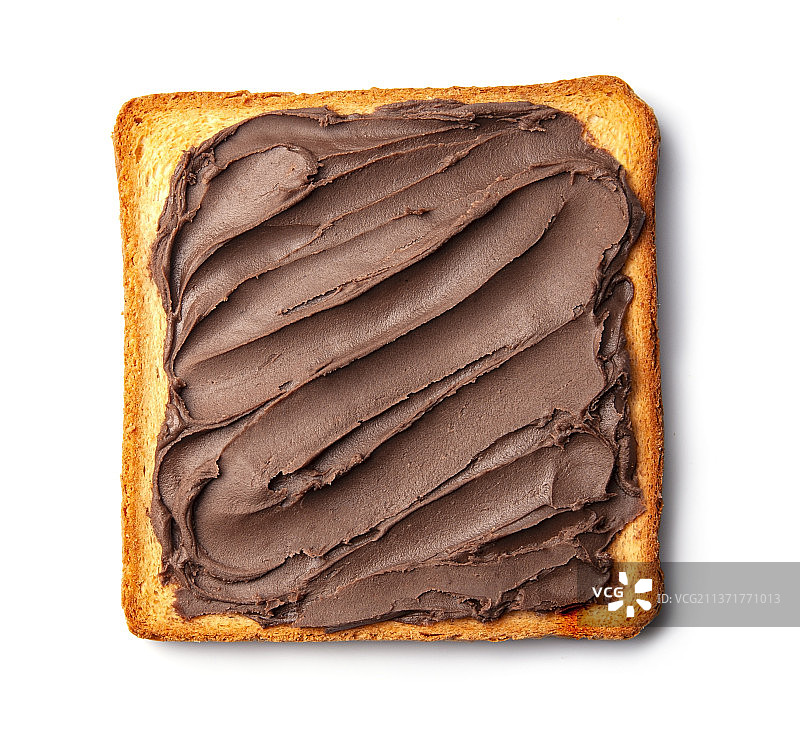 巧克力酱吐司（白色背景巧克力蛋糕特写）图片素材