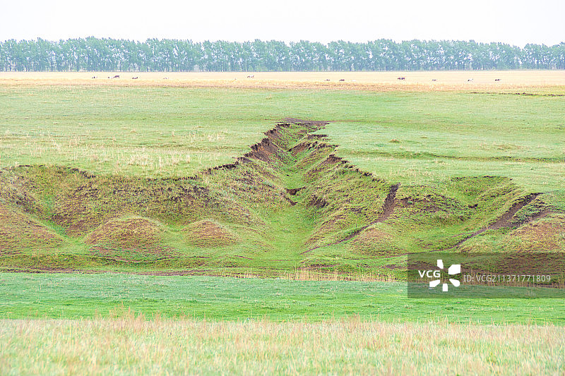 因沟壑发展而损失农业用地图片素材