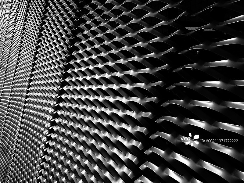 金属扩张网，金属格栅的全画幅镜头图片素材