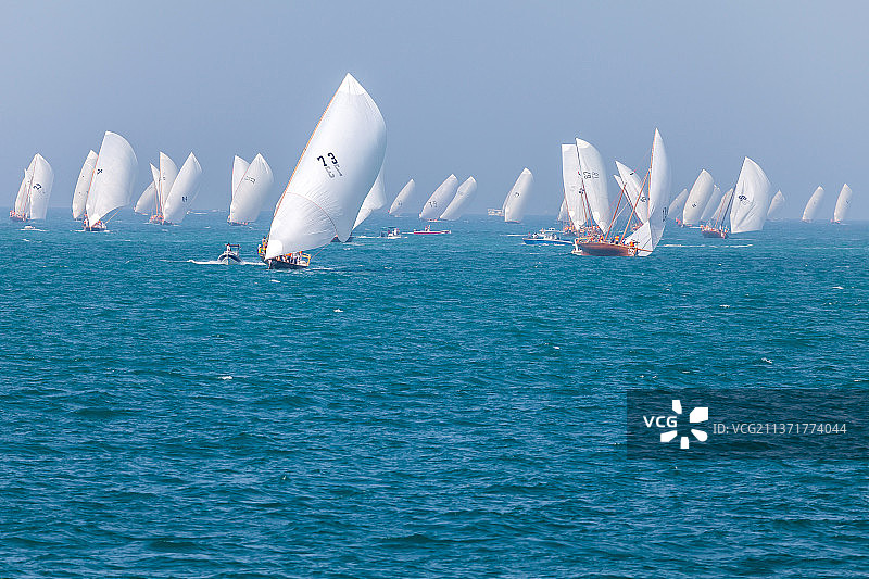 阿布扎比传统单桅帆船赛图片素材
