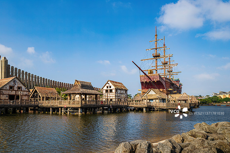 海口市秀英区长影环球100奇幻乐园郑和宝船图片素材