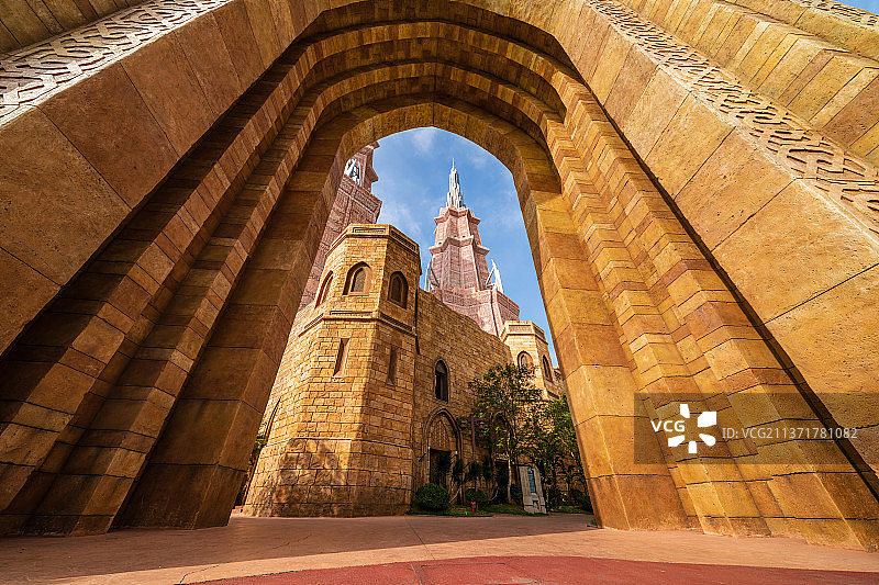 海口市秀英区长影环球100奇幻乐园楼兰古塔图片素材