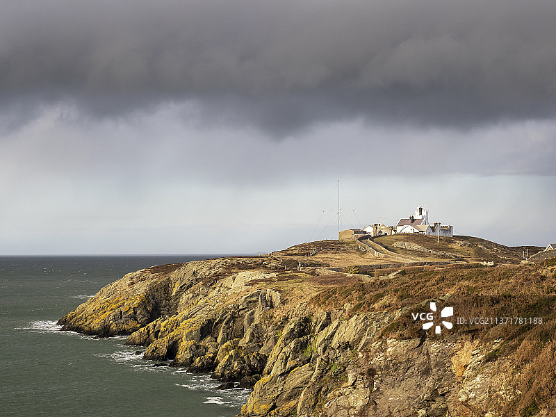 英国威尔士安格尔西岛的利纳斯角和灯塔图片素材