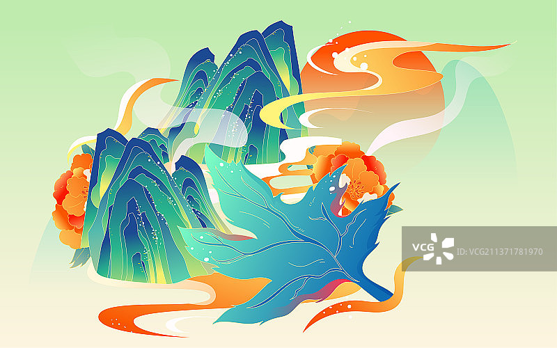 清明节牧童放牛国潮插画春天放牛娃吹笛海报图片素材