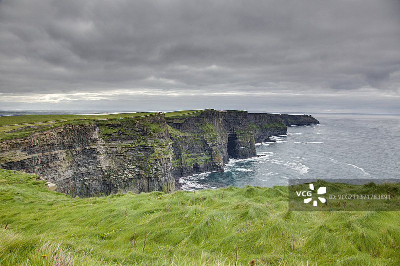 爱尔兰莫赫悬崖西海岸全景照片图片素材