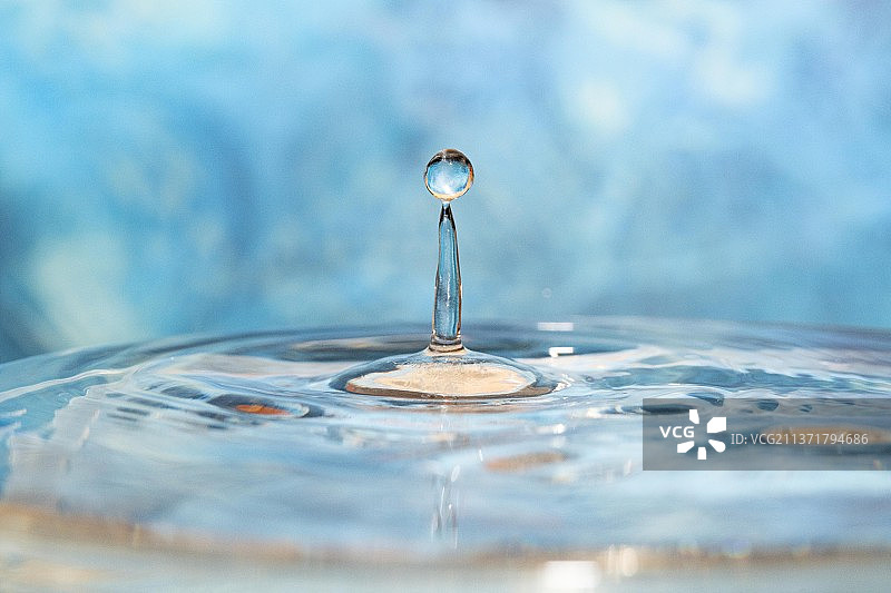水滴特写，水滴落入水中特写图片素材