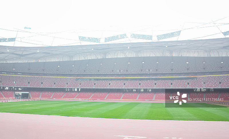 中国首都北京市，著名景点标志性建筑，鸟巢国家体育场内部，户外无人图像摄影图片素材