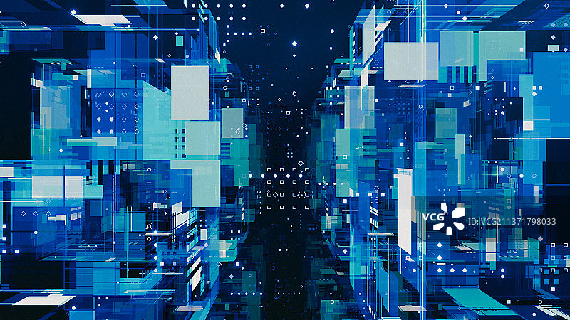 蓝色科技风格抽象几何图形背景图片素材