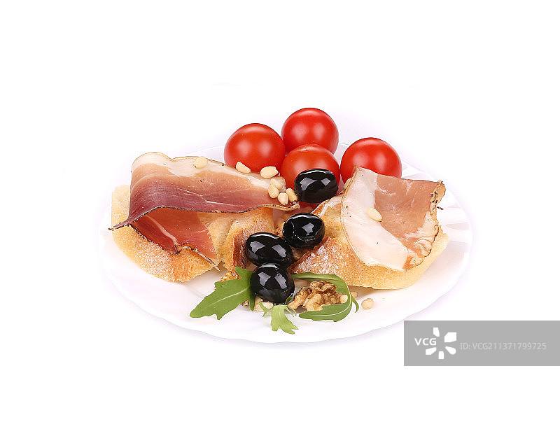 芝麻菜火腿沙拉图片素材