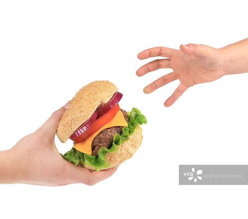 手中的美味三明治图片素材