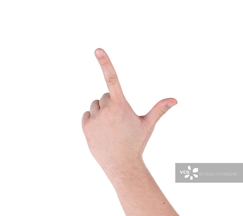 手枪，在白色背景下手势的人的裁剪手，摩尔多瓦图片素材