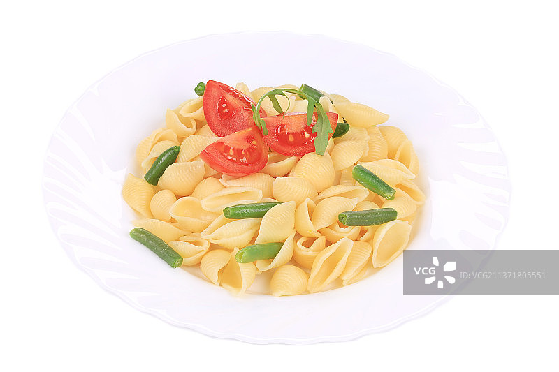 白盘蔬菜意大利面（摩尔多瓦）图片素材