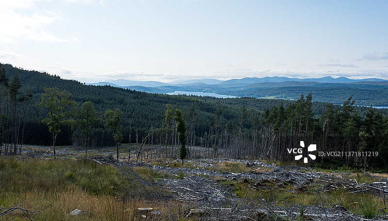 从泰森林公园眺望兰诺赫湖，英国皮特洛赫里图片素材