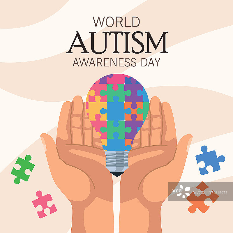 自闭症日明信片图片素材