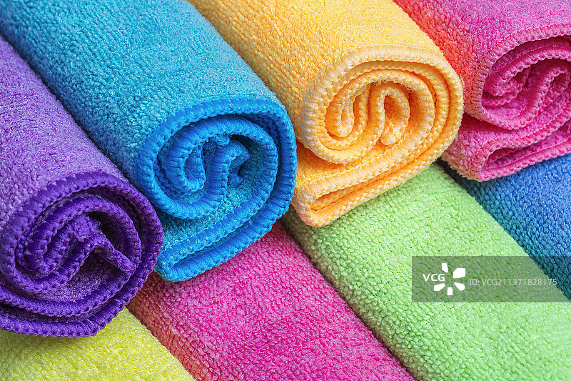 彩色超细纤维清洁布，多色毛巾全画幅拍摄图片素材