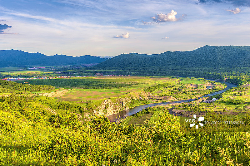 中国内蒙古呼伦贝尔扎兰屯柴河月亮小镇图片素材