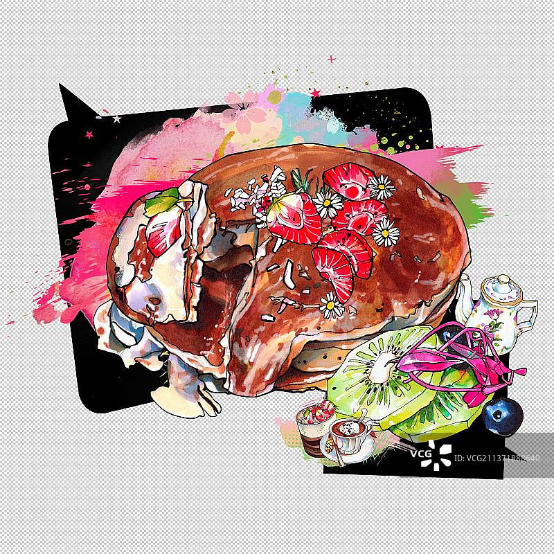 下午茶甜点心 巧克力 草莓奶油蛋糕 烘焙面包图片素材