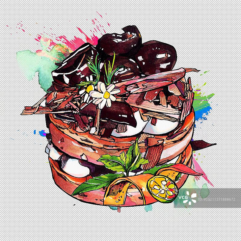 下午茶甜点心 巧克力 草莓奶油蛋糕 烘焙面包图片素材
