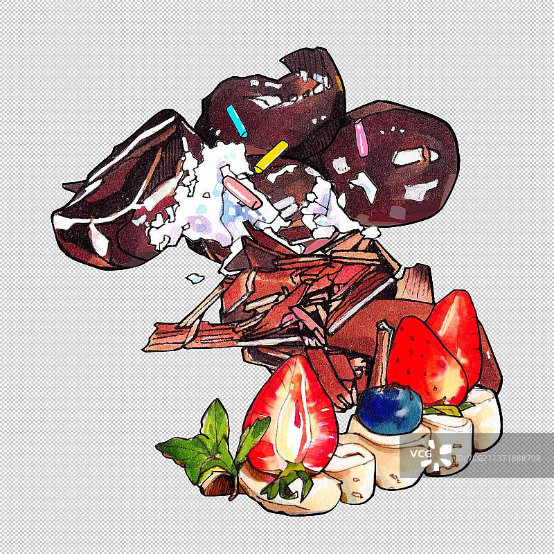 下午茶甜点心 巧克力 草莓奶油蛋糕 烘焙面包图片素材