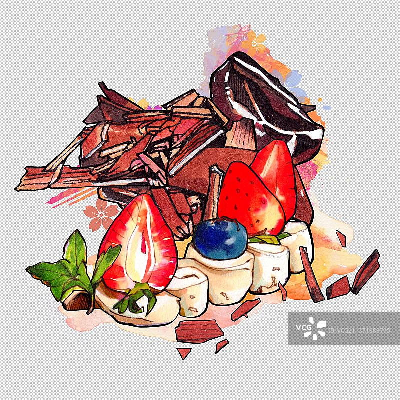 下午茶甜点心 巧克力 草莓奶油蛋糕 烘焙面包图片素材