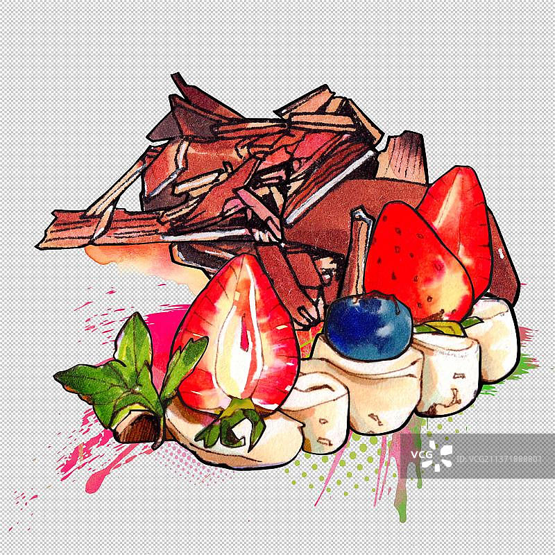 下午茶甜点心 巧克力 草莓奶油蛋糕 烘焙面包图片素材