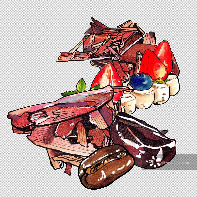 下午茶甜点心 巧克力 草莓奶油蛋糕 烘焙面包图片素材