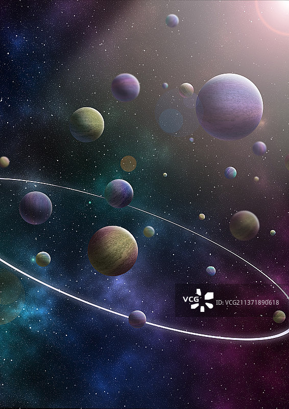 宇宙银河太空上多个星球图片素材