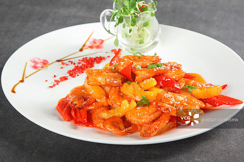 中餐美食-凤梨虾球图片素材